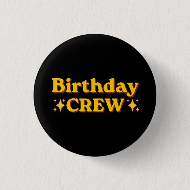 Birthday Crew Retro 3 Cm Round Badge (Front)