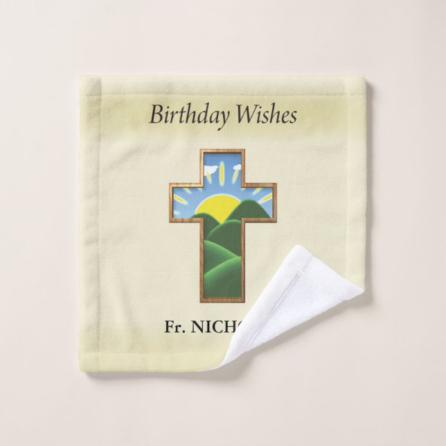 Birthday Cross Priest Personalised Wash Cloth (Wash Cloth)