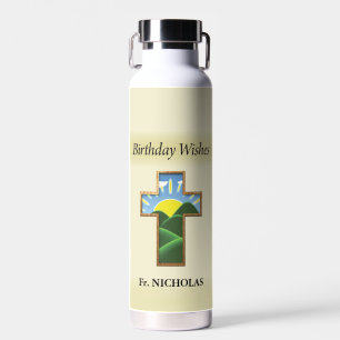 Birthday Cross Priest Personalised Water Bottle