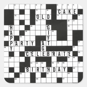 Birthday Crossword Puzzle Square Sticker