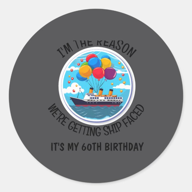 Birthday Cruise Funny Group D  Classic Round Sticker (Front)