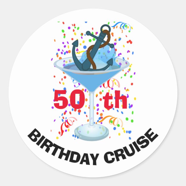 Birthday Cruise Group Custom Anchor Classic Round Sticker (Front)