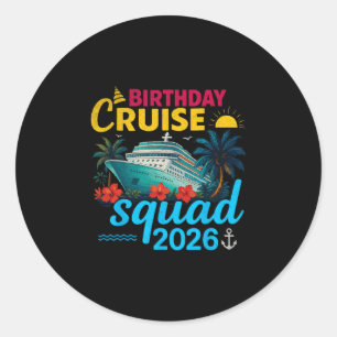 Birthday Cruise Squad 2026 Tropical Adventure Desi Classic Round Sticker