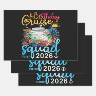 Birthday Cruise Squad 2026 Wrapping Paper Sheet