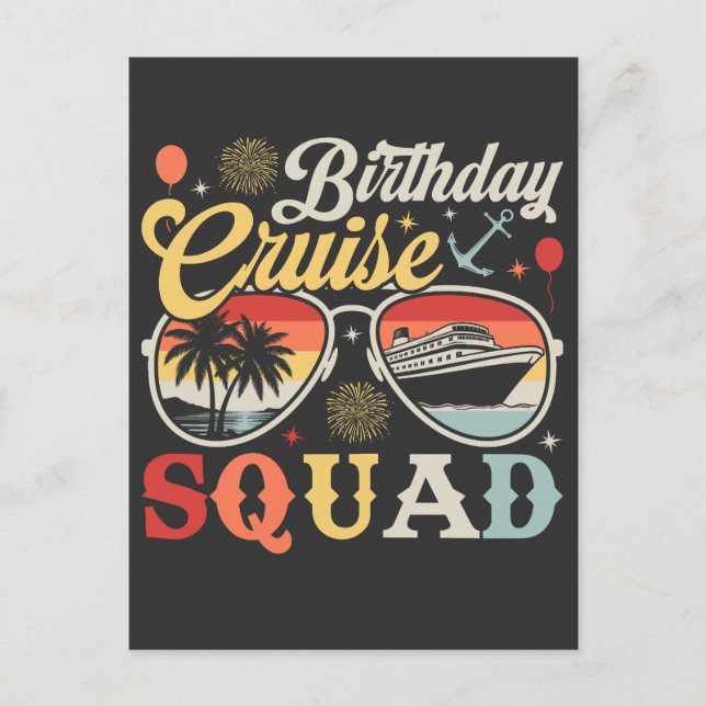 Birthday Cruise Squad Group Family Matching Postcard (Front)