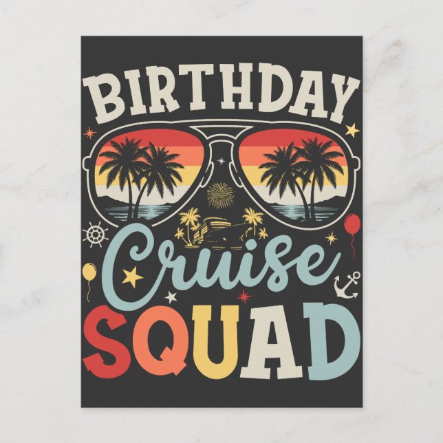Birthday Cruise Squad Group Family Matching Postcard (Front)