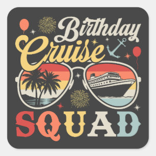 Birthday Cruise Squad Group Family Matching Square Sticker
