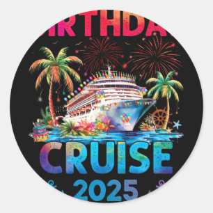 Birthday Cruise Trip Outfits 2025 Uni-adults And K Classic Round Sticker