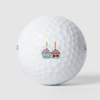 Birthday cupcak candle party art golf balls