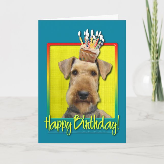 Birthday Cupcake Airedale Card (Front)