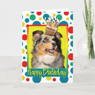 Birthday Cupcake - Australian Shepherd - Dustine Card