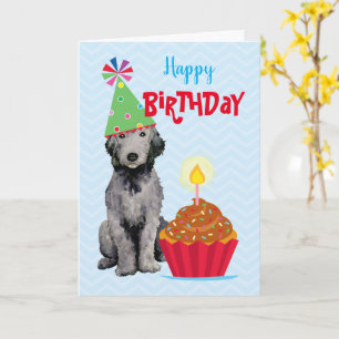 Birthday Cupcake Bedlington Terrier Card