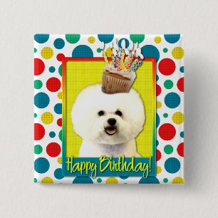 Birthday Cupcake - Bichon Frise 15 Cm Square Badge