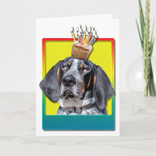 Birthday Cupcake - Bluetick Coonhound - Chuck Card (Front)
