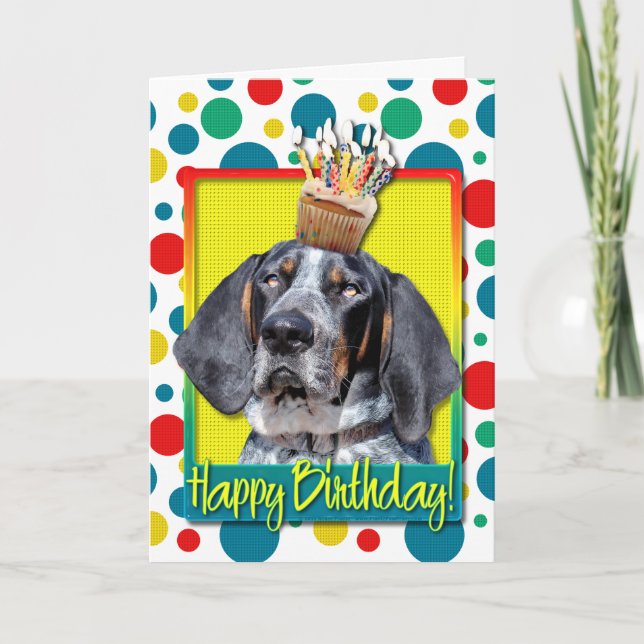 Birthday Cupcake - Bluetick Coonhound - Chuck Card (Front)
