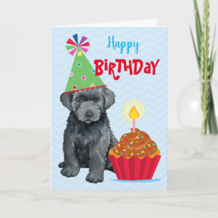 Birthday Cupcake Bouvier des Flandres Card