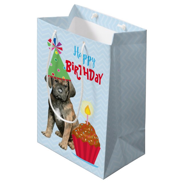 Birthday Cupcake Cane Corso Medium Gift Bag (Front Angled)