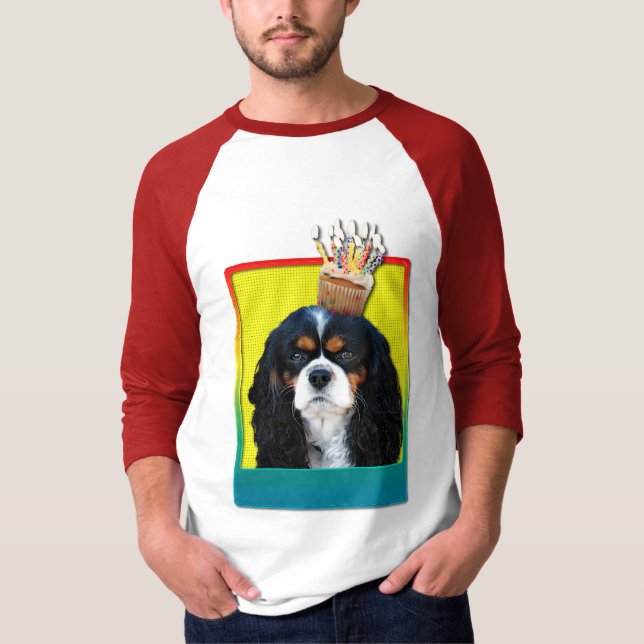 Birthday Cupcake - Cavalier - Tri-Colour T-Shirt (Front)