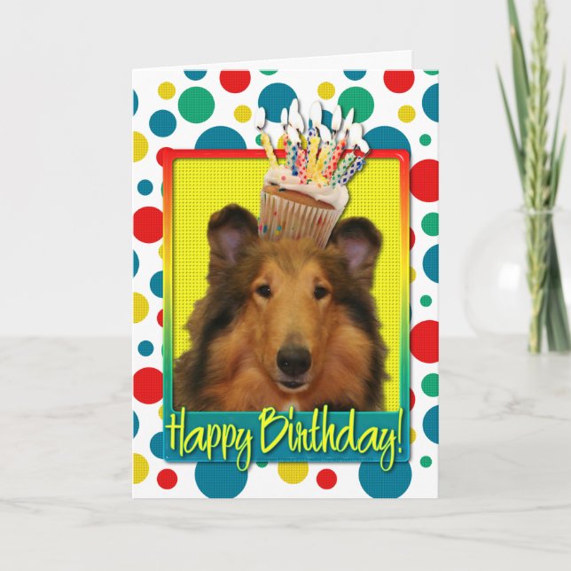 Birthday Cupcake - Collie - Natalie Card (Front)