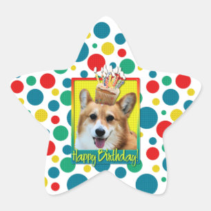 Birthday Cupcake - Corgi - Owen Star Sticker