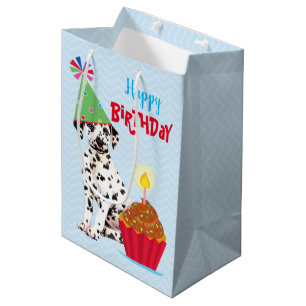 Birthday Cupcake Dalmatian Medium Gift Bag