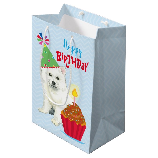 Birthday Cupcake Eskie Medium Gift Bag (Front Angled)