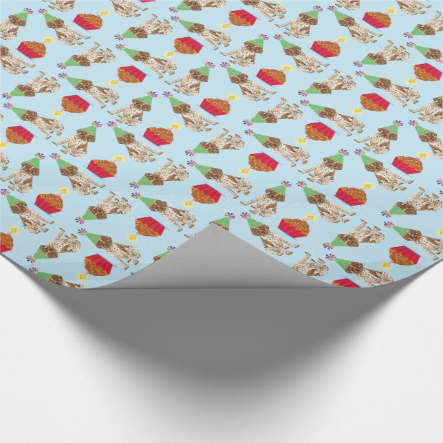 Birthday Cupcake German Shorthaired Pointer Wrapping Paper (Corner)