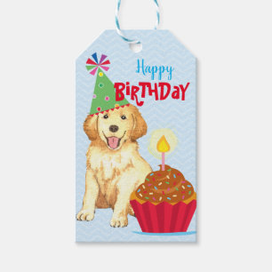 Birthday Cupcake Golden Retriever Gift Tags