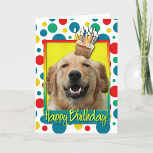 Birthday Cupcake - Golden Retriever - Mickey Card