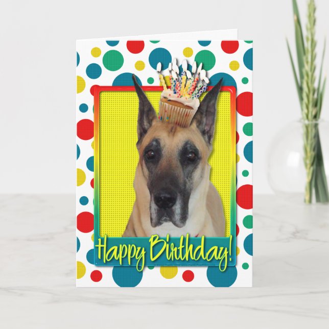 Birthday Cupcake - Great Dane Card (Front)