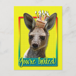 Birthday Cupcake - Kangaroo Invitation Postcard