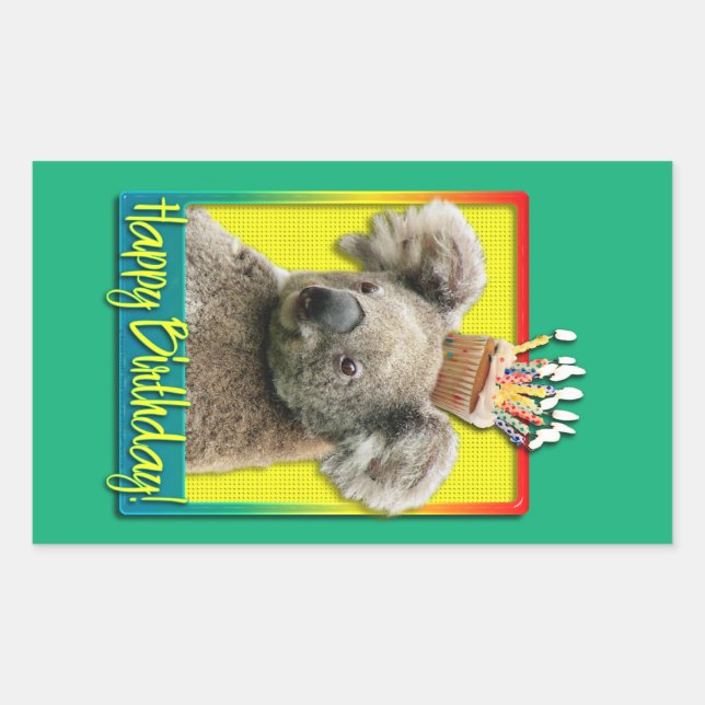 Birthday Cupcake - Koala Rectangular Sticker (Front)