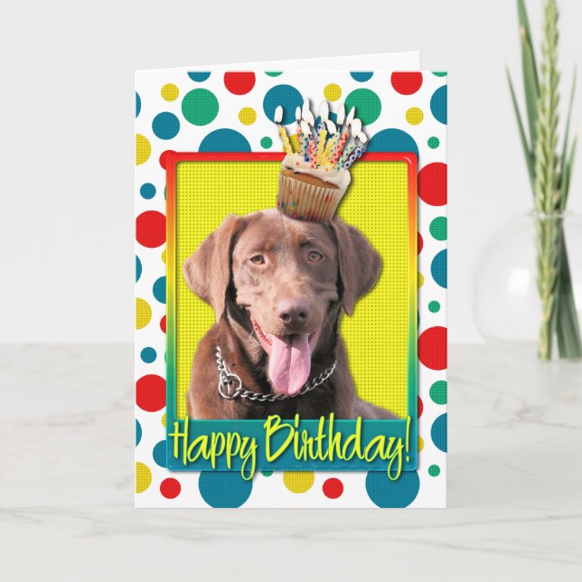 Birthday Cupcake - Labrador - Chocolate Card (Front)