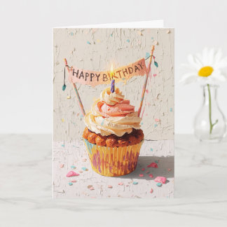 Birthday Cupcake Painting  Card