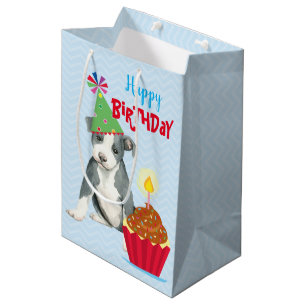 Birthday Cupcake Pit Bull Terrier Medium Gift Bag