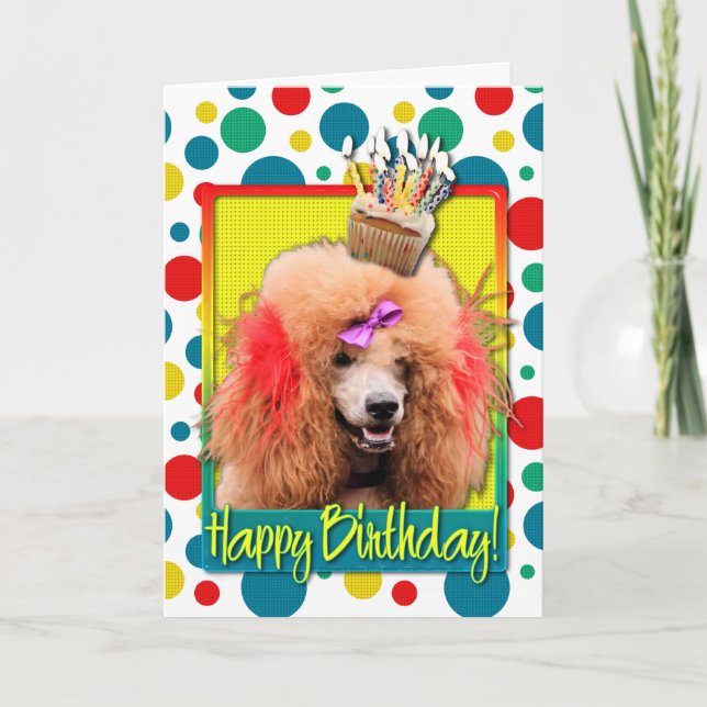 Birthday Cupcake - Poodle - Red Card (Front)