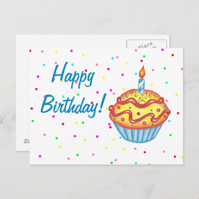 Birthday Cupcake Postcard (Front/Back)
