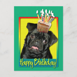 Birthday Cupcake - Pug - Ruffy Postcard
