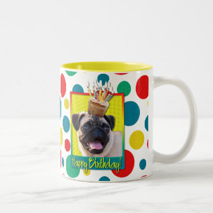 Birthday Cupcake - Pug Two-Tone Coffee Mug