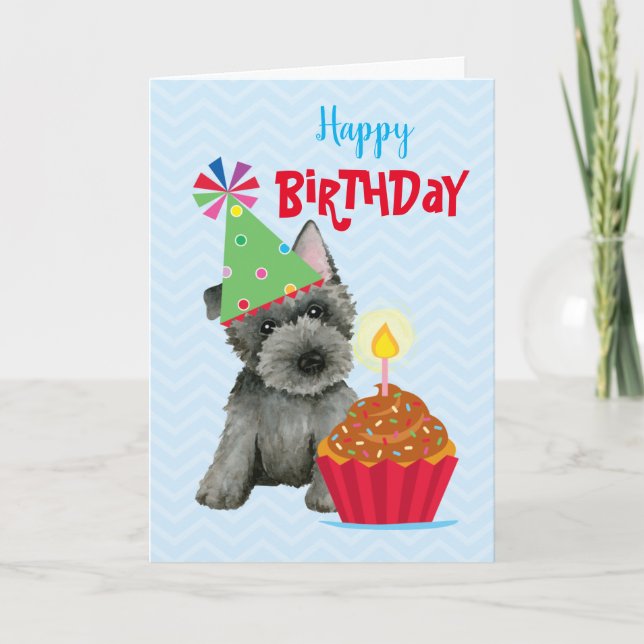 Birthday Cupcake Scottish Terrier Card (Front)