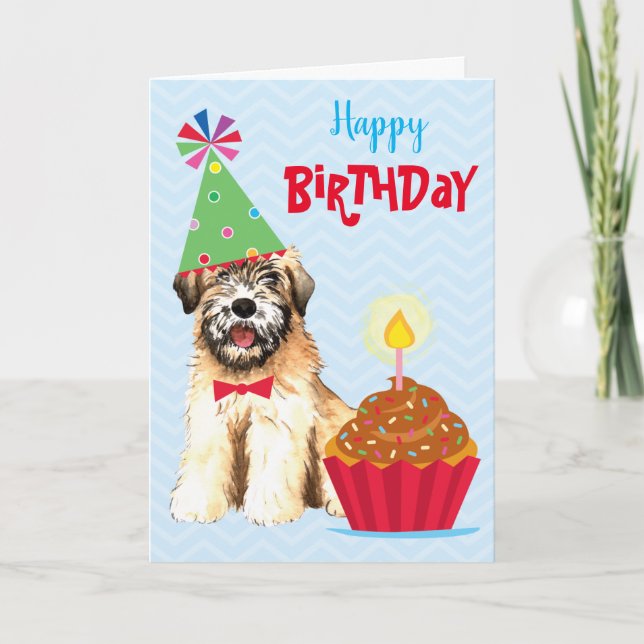 Birthday Cupcake Soft Coated Wheaten Terrier Card (Front)