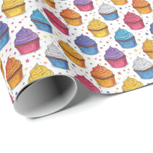 Birthday Cupcake Themed Gift Wrap Wrapping Paper