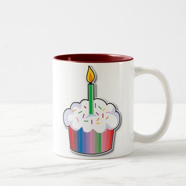 Birthday Cupcake Two-Tone Coffee Mug (Right)