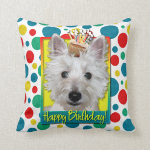 Birthday Cupcake - Westie - Tank Cushion