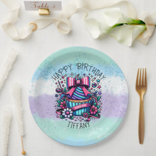 Birthday Cupcake Whimsical Personalised Paper Plate