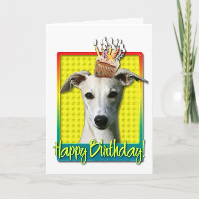 Birthday Cupcake - Whippet Card (Front)