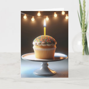 Birthday Cupcake With Candle Card