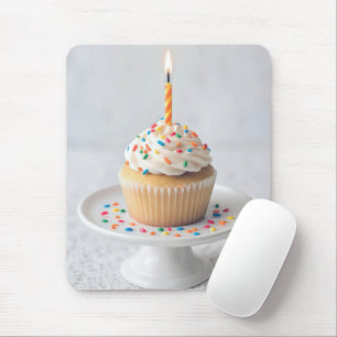 Birthday Cupcake with Candle Mouse Pad