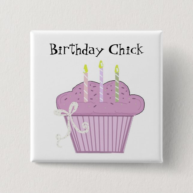 Birthday Cupcake with Candles 15 Cm Square Badge (Front)