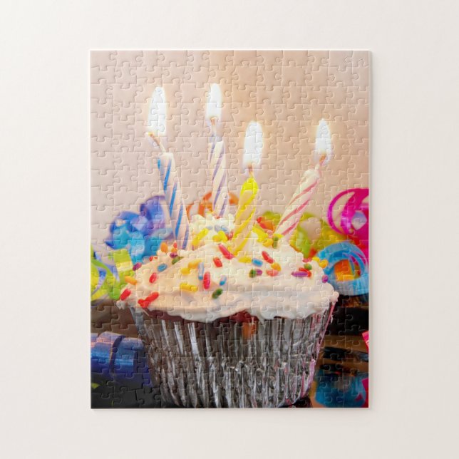 Birthday Cupcake with Candles Jigsaw Puzzle (Vertical)